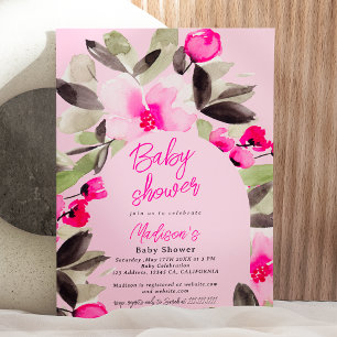 Invitation Baby shower d'aquarelle vert rose Boho