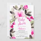 Invitation Baby shower d'aquarelle vert rose Boho (Devant)