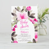 Invitation Baby shower d'aquarelle vert rose Boho (Debout devant)