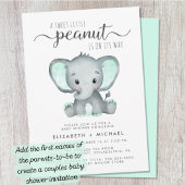 Invitation Baby shower d'aquarelle verte à la menthe éléphant