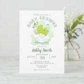 Invitation Baby shower d'aquarelle verte aux oeufs de dinosau (Debout devant)