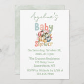 Invitation Baby shower d'aquarelle verte Sage Citrouille auto (Devant / Derrière)