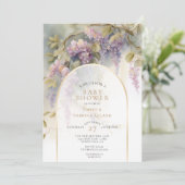 Invitation Baby shower d'aquarelle vintage à la glycine (Debout devant)