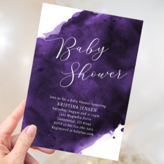 Invitation Baby shower d'aquarelle violet