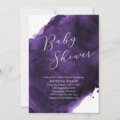 Invitation Baby shower d'aquarelle violet (Devant)