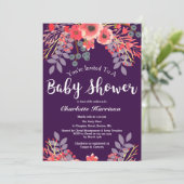 Invitation Baby shower d'aquarelle violet à bijou (Debout devant)