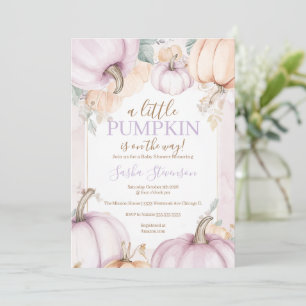 Invitation Baby shower d'aquarelle violet citrouille