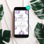 Invitation Baby shower d'aquarelle violet Citrouille