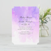Invitation Baby shower d'aquarelle violet. Lavande moderne (Debout devant)