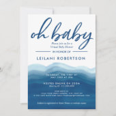 Invitation Baby shower d'aquarelle Virtual Oh Baby Blue Ombre (Devant)