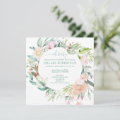 Invitation Baby shower d'aquarelle virtuelle Floral (Debout devant)