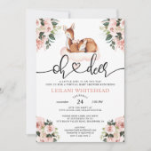 Invitation Baby shower d'aquarelle virtuelle Oh Deer Floral (Devant)