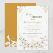 Invitation Baby shower d'aquarelle White Daisies (Devant / Derrière)