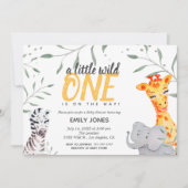 Invitation Baby shower d'aquarelle Wild One Safari (Devant)
