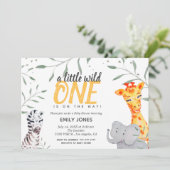 Invitation Baby shower d'aquarelle Wild One Safari (Debout devant)