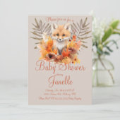 Invitation Baby shower d'aquarelle Woodland Fox Greenery (Debout devant)