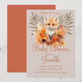 Invitation Baby shower d'aquarelle Woodland Fox Greenery (Devant / Derrière)