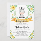 Invitation Baby shower d'aquarelle Zebra Safari (Devant)