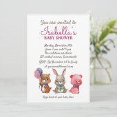 Invitation Baby shower d'Aquarelles mignonnes (Debout devant)