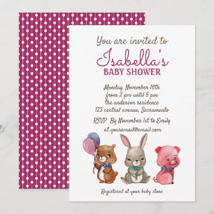 Invitation Baby shower d'Aquarelles mignonnes