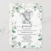 Invitation Baby shower d'arachide d'éléphant vert de feuillag (Devant / Derrière)