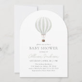 Invitation Baby shower d'arc à ballon à air chaud Sage Green (Devant)