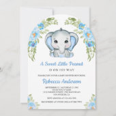 Invitation Baby shower d'arc bleu floral (Devant)