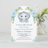 Invitation Baby shower d'arc bleu floral (Debout devant)