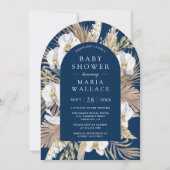 Invitation Baby shower d'arc bleu marine Pampas Orchidée blan (Devant)