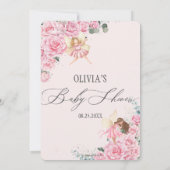 Invitation Baby shower d'arc de fées Roses rose (Dos)