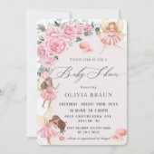 Invitation Baby shower d'arc de fées Roses rose (Devant)