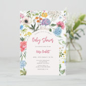 Invitation Baby shower d'arc de jardin fleuri (Debout devant)
