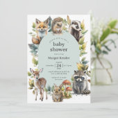 Invitation Baby shower d'arc des animaux forestiers (Debout devant)