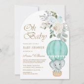 Invitation Baby shower d'arc éléphant à bulle d'air chaud à l (Devant)