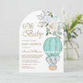 Invitation Baby shower d'arc éléphant à bulle d'air chaud à l (Debout devant)
