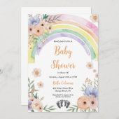 Invitation baby shower d'arc-en-ciel boho aquarelle moderne (Devant / Derrière)