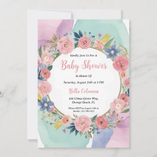 Invitation baby shower d'arc-en-ciel boho aquarelle moderne