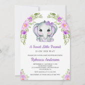Invitation Baby shower d'arc floral Eléphant mignon à cou pou (Devant)