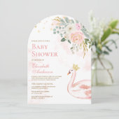 Invitation Baby shower d'arc princesse de cygne rose rose pâl (Debout devant)