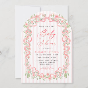 Invitation Baby shower d'arc Rose moderne rose Bow