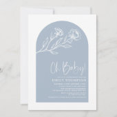 Invitation Baby shower d'arche botanique bleu foncé moderne (Devant)