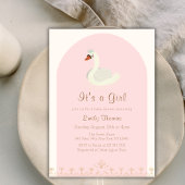 Invitation Baby shower d'arche de cygne rose Élégant