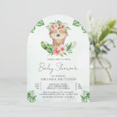 Invitation Baby shower d'arche de fentes florale adorable mig (Debout devant)