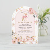 Invitation Baby shower d'arche de Pink Deer Winter Wonderland (Debout devant)