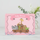 Invitation Baby shower d'arche de Pink Noah (Debout devant)