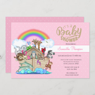 Invitation Baby shower d'arche de Pink Noah