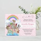 Invitation Baby shower d'arche de Pink Noah (Debout devant)
