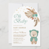 Invitation Baby shower d'arche d'ours en peluche de Pampas Fl (Devant)