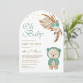 Invitation Baby shower d'arche d'ours en peluche de Pampas Fl (Debout devant)