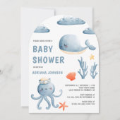 Invitation Baby shower d'arche marine à l'aquarelle (Devant)